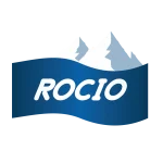Logotipo de Bebida Rocio con diseño de montaña y olas, simbolizando pureza y frescura.